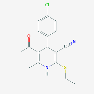 molecular formula C17H17ClN2OS B404438 5-Acetyl-4-(4-chlorophenyl)-2-(ethylsulfanyl)-6-methyl-1,4-dihydropyridine-3-carbonitrile CAS No. 325725-26-6