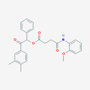 molecular formula C27H27NO5 B4044399 2-(3,4-DIMETHYLPHENYL)-2-OXO-1-PHENYLETHYL 4-(2-METHOXYANILINO)-4-OXOBUTANOATE 