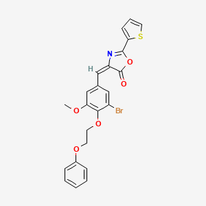 (4E)-4-[[3-bromo-5-methoxy-4-(2-phenoxyethoxy)phenyl]methylidene]-2-thiophen-2-yl-1,3-oxazol-5-one