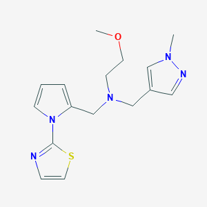 molecular formula C16H21N5OS B4044454 (2-methoxyethyl)[(1-methyl-1H-pyrazol-4-yl)methyl]{[1-(1,3-thiazol-2-yl)-1H-pyrrol-2-yl]methyl}amine 