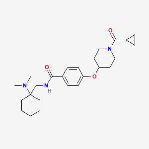 molecular formula C25H37N3O3 B4044467 4-{[1-(cyclopropylcarbonyl)-4-piperidinyl]oxy}-N-{[1-(dimethylamino)cyclohexyl]methyl}benzamide 