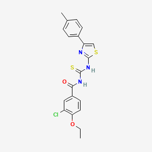 molecular formula C20H18ClN3O2S2 B4044510 3-chloro-4-ethoxy-N-({[4-(4-methylphenyl)-1,3-thiazol-2-yl]amino}carbonothioyl)benzamide 