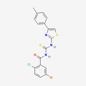 molecular formula C18H13BrClN3OS2 B4044619 5-溴-2-氯-N-({[4-(4-甲基苯基)-1,3-噻唑-2-基]氨基}碳硫酰)苯甲酰胺 