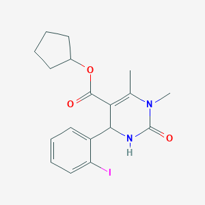 molecular formula C18H21IN2O3 B404467 Cyclopentyl 4-(2-iodophenyl)-1,6-dimethyl-2-oxo-1,2,3,4-tetrahydropyrimidine-5-carboxylate 