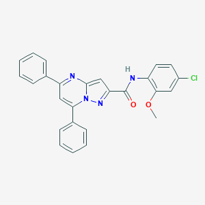 molecular formula C26H19ClN4O2 B404476 N-(4-chloro-2-methoxyphenyl)-5,7-diphenylpyrazolo[1,5-a]pyrimidine-2-carboxamide 