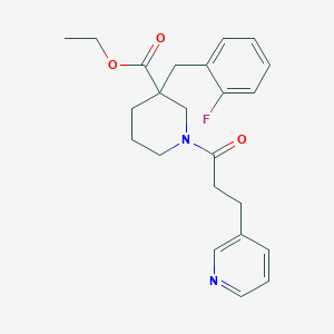 ethyl 3-(2-fluorobenzyl)-1-[3-(3-pyridinyl)propanoyl]-3-piperidinecarboxylate