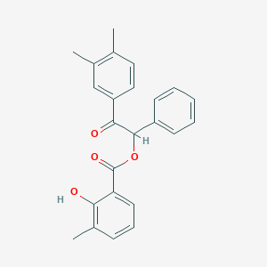 molecular formula C24H22O4 B4044779 2-(3,4-dimethylphenyl)-2-oxo-1-phenylethyl 2-hydroxy-3-methylbenzoate 