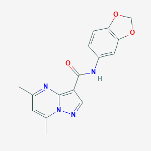 molecular formula C16H14N4O3 B404486 N-(1,3-benzodioxol-5-yl)-5,7-dimethylpyrazolo[1,5-a]pyrimidine-3-carboxamide 