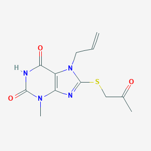 molecular formula C12H14N4O3S B404489 7-allyl-3-methyl-8-[(2-oxopropyl)sulfanyl]-3,7-dihydro-1H-purine-2,6-dione CAS No. 331841-70-4