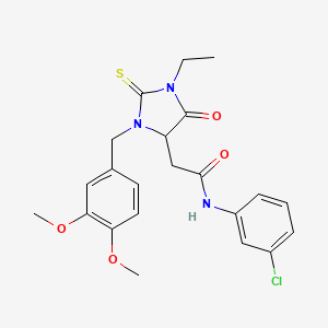 molecular formula C22H24ClN3O4S B4044996 N-(3-氯苯基)-2-[3-(3,4-二甲氧基苄基)-1-乙基-5-氧代-2-硫代-4-咪唑烷基]乙酰胺 