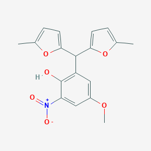 molecular formula C18H17NO6 B404500 2-[Bis(5-methylfuran-2-yl)methyl]-4-methoxy-6-nitrophenol CAS No. 151918-92-2
