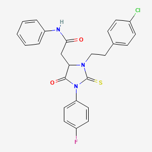 2-{3-[2-(4-chlorophenyl)ethyl]-1-(4-fluorophenyl)-5-oxo-2-thioxoimidazolidin-4-yl}-N-phenylacetamide