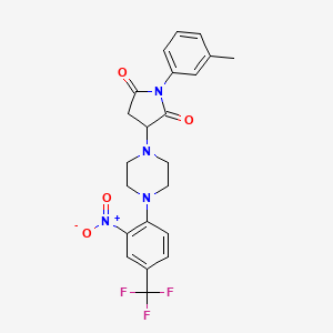 molecular formula C22H21F3N4O4 B4045031 1-(3-甲基苯基)-3-{4-[2-硝基-4-(三氟甲基)苯基]-1-哌嗪基}-2,5-吡咯烷二酮 