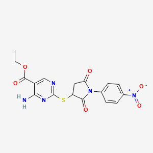 molecular formula C17H15N5O6S B4045035 4-氨基-2-{[1-(4-硝基苯基)-2,5-二氧代-3-吡咯烷基]硫代}-5-嘧啶甲酸乙酯 