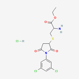 molecular formula C15H17Cl3N2O4S B4045042 Ethyl 2-amino-3-[1-(3,5-dichlorophenyl)-2,5-dioxopyrrolidin-3-yl]sulfanylpropanoate;hydrochloride 