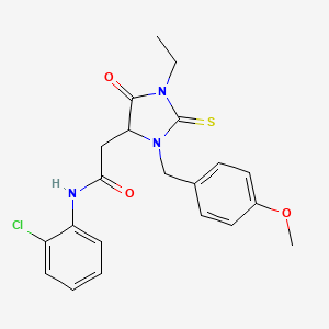 molecular formula C21H22ClN3O3S B4045052 N-(2-chlorophenyl)-2-[1-ethyl-3-(4-methoxybenzyl)-5-oxo-2-thioxoimidazolidin-4-yl]acetamide 