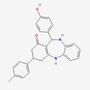 molecular formula C26H24N2O2 B4045063 11-(4-羟基苯基)-3-(4-甲基苯基)-2,3,4,5,10,11-六氢-1H-二苯并[b,e][1,4]二氮杂卓-1-酮 