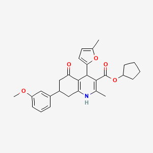 molecular formula C28H31NO5 B4045064 环戊基 7-(3-甲氧基苯基)-2-甲基-4-(5-甲基-2-呋喃基)-5-氧代-1,4,5,6,7,8-六氢-3-喹啉羧酸盐 