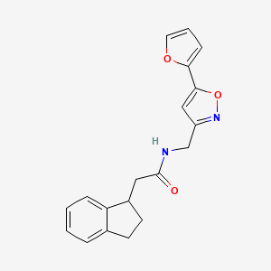 molecular formula C19H18N2O3 B4045081 2-(2,3-二氢-1H-茚-1-基)-N-{[5-(2-呋喃基)异恶唑-3-基]甲基}乙酰胺 