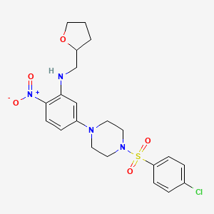 molecular formula C21H25ClN4O5S B4045096 (5-{4-[(4-氯苯基)磺酰基]-1-哌嗪基}-2-硝基苯基)(四氢-2-呋喃基甲基)胺 