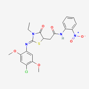 molecular formula C21H21ClN4O6S B4045121 2-[2-(4-chloro-2,5-dimethoxyphenyl)imino-3-ethyl-4-oxo-1,3-thiazolidin-5-yl]-N-(2-nitrophenyl)acetamide 