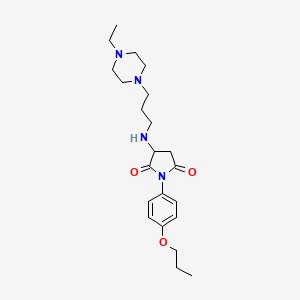 molecular formula C22H34N4O3 B4045157 3-{[3-(4-Ethylpiperazin-1-yl)propyl]amino}-1-(4-propoxyphenyl)pyrrolidine-2,5-dione 