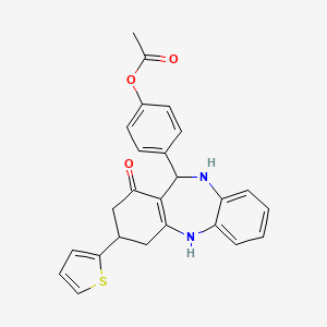 4-[1-oxo-3-(2-thienyl)-2,3,4,5,10,11-hexahydro-1H-dibenzo[b,e][1,4]diazepin-11-yl]phenyl acetate