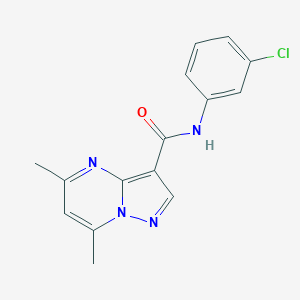 molecular formula C15H13ClN4O B404521 N-(3-chlorophenyl)-5,7-dimethylpyrazolo[1,5-a]pyrimidine-3-carboxamide 