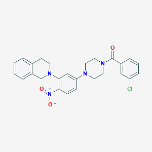 molecular formula C26H25ClN4O3 B4045211 2-{5-[4-(3-chlorobenzoyl)-1-piperazinyl]-2-nitrophenyl}-1,2,3,4-tetrahydroisoquinoline 