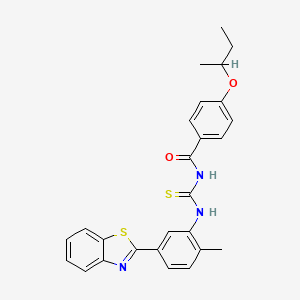 molecular formula C26H25N3O2S2 B4045217 N-{[5-(1,3-benzothiazol-2-yl)-2-methylphenyl]carbamothioyl}-4-(butan-2-yloxy)benzamide 