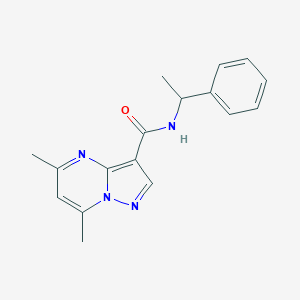 molecular formula C17H18N4O B404523 5,7-dimethyl-N-(1-phenylethyl)pyrazolo[1,5-a]pyrimidine-3-carboxamide 