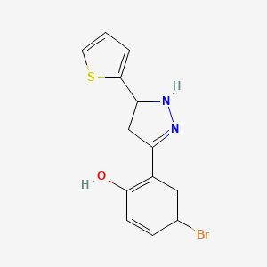 molecular formula C13H11BrN2OS B4045234 4-溴-2-[5-(2-噻吩基)-4,5-二氢-1H-吡唑-3-基]苯酚 