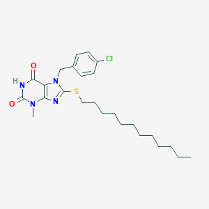 molecular formula C25H35ClN4O2S B404527 7-(4-chlorobenzyl)-8-(dodecylsulfanyl)-3-methyl-3,7-dihydro-1H-purine-2,6-dione CAS No. 331839-75-9