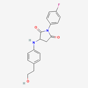 molecular formula C18H17FN2O3 B4045291 1-(4-Fluorophenyl)-3-{[4-(2-hydroxyethyl)phenyl]amino}pyrrolidine-2,5-dione 