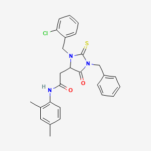 2-[1-benzyl-3-(2-chlorobenzyl)-5-oxo-2-thioxoimidazolidin-4-yl]-N-(2,4-dimethylphenyl)acetamide