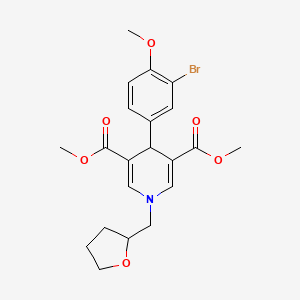 molecular formula C21H24BrNO6 B4045307 Dimethyl 4-(3-bromo-4-methoxyphenyl)-1-(tetrahydrofuran-2-ylmethyl)-1,4-dihydropyridine-3,5-dicarboxylate 