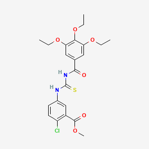 molecular formula C22H25ClN2O6S B4045336 2-氯-5-({[(3,4,5-三乙氧基苯甲酰)氨基]碳硫酰}氨基)苯甲酸甲酯 