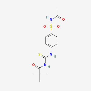 molecular formula C14H19N3O4S2 B4045413 N-[({4-[(acetylamino)sulfonyl]phenyl}amino)carbonothioyl]-2,2-dimethylpropanamide 