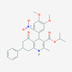 molecular formula C28H30N2O7 B404544 Isopropyl 4-{2-nitro-4,5-dimethoxyphenyl}-2-methyl-5-oxo-7-phenyl-1,4,5,6,7,8-hexahydroquinoline-3-carboxylate 