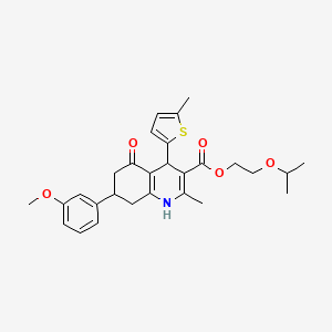 molecular formula C28H33NO5S B4045458 2-(Propan-2-yloxy)ethyl 7-(3-methoxyphenyl)-2-methyl-4-(5-methylthiophen-2-yl)-5-oxo-1,4,5,6,7,8-hexahydroquinoline-3-carboxylate 