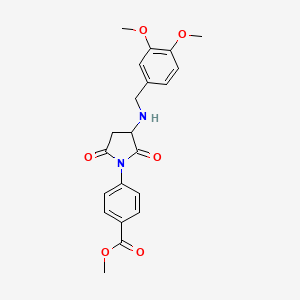 molecular formula C21H22N2O6 B4045481 METHYL 4-(3-{[(3,4-DIMETHOXYPHENYL)METHYL]AMINO}-2,5-DIOXOPYRROLIDIN-1-YL)BENZOATE 