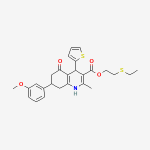 2-(Ethylsulfanyl)ethyl 7-(3-methoxyphenyl)-2-methyl-5-oxo-4-(thiophen-2-yl)-1,4,5,6,7,8-hexahydroquinoline-3-carboxylate