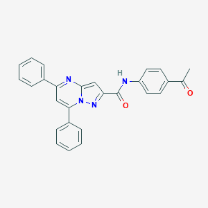molecular formula C27H20N4O2 B404550 N-(4-acetylphenyl)-5,7-diphenylpyrazolo[1,5-a]pyrimidine-2-carboxamide 
