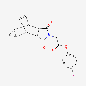 molecular formula C19H16FNO4 B4045501 4-fluorophenyl (3,5-dioxo-4-azatetracyclo[5.3.2.0~2,6~.0~8,10~]dodec-11-en-4-yl)acetate 