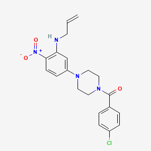 molecular formula C20H21ClN4O3 B4045502 N-allyl-5-[4-(4-chlorobenzoyl)-1-piperazinyl]-2-nitroaniline 