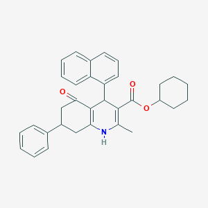 molecular formula C33H33NO3 B404552 Cyclohexyl 2-methyl-4-(1-naphthyl)-5-oxo-7-phenyl-1,4,5,6,7,8-hexahydroquinoline-3-carboxylate 