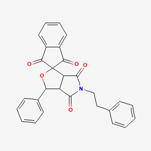 3-phenyl-5-(2-phenylethyl)-3a,6a-dihydrospiro[furo[3,4-c]pyrrole-1,2'-indene]-1',3',4,6(3H,5H)-tetrone