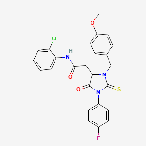 N-(2-chlorophenyl)-2-[1-(4-fluorophenyl)-3-(4-methoxybenzyl)-5-oxo-2-thioxoimidazolidin-4-yl]acetamide