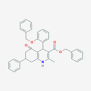 molecular formula C37H33NO4 B404556 Benzyl 4-[2-(benzyloxy)phenyl]-2-methyl-5-oxo-7-phenyl-1,4,5,6,7,8-hexahydro-3-quinolinecarboxylate 