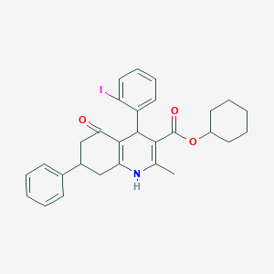 molecular formula C29H30INO3 B404557 Cyclohexyl 4-(2-iodophenyl)-2-methyl-5-oxo-7-phenyl-1,4,5,6,7,8-hexahydroquinoline-3-carboxylate 